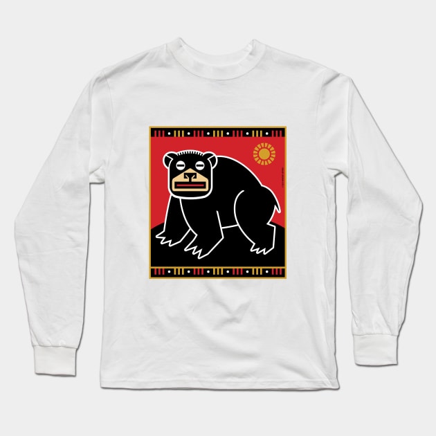 Big Black Bear Plaque Long Sleeve T-Shirt by Mindscaping